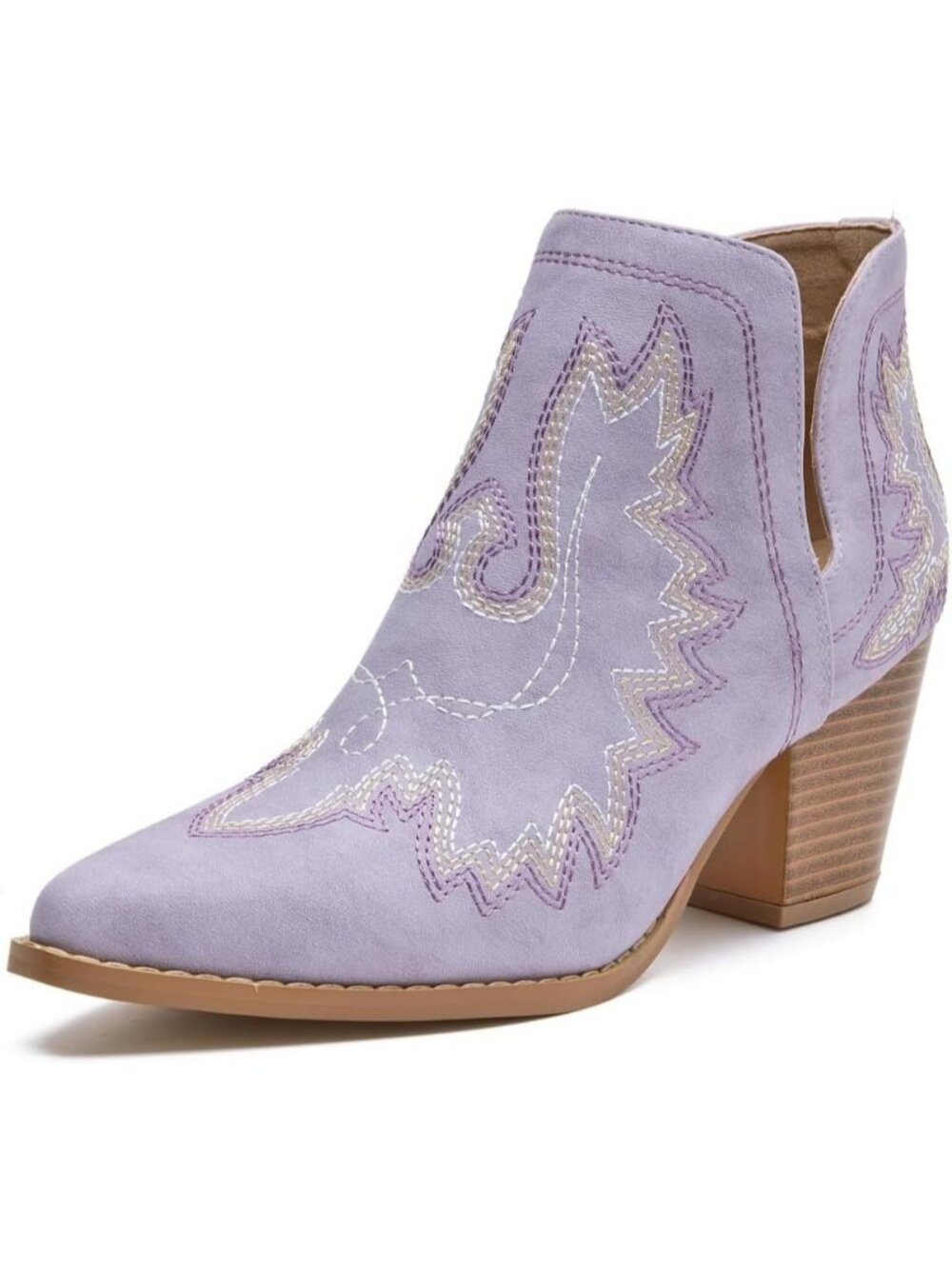 Women's Purple Chunky Heel Pointed Toe Classic Look Cowboy Boots Casual